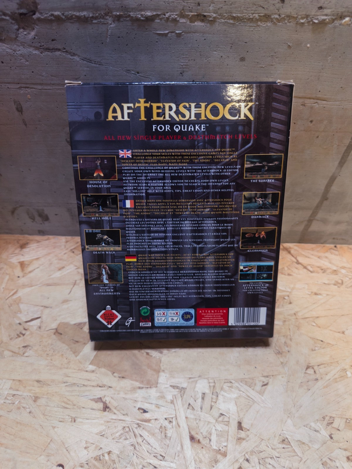 Custodia gioco Aftershock per Quake PC CD Rom Big Box Edition