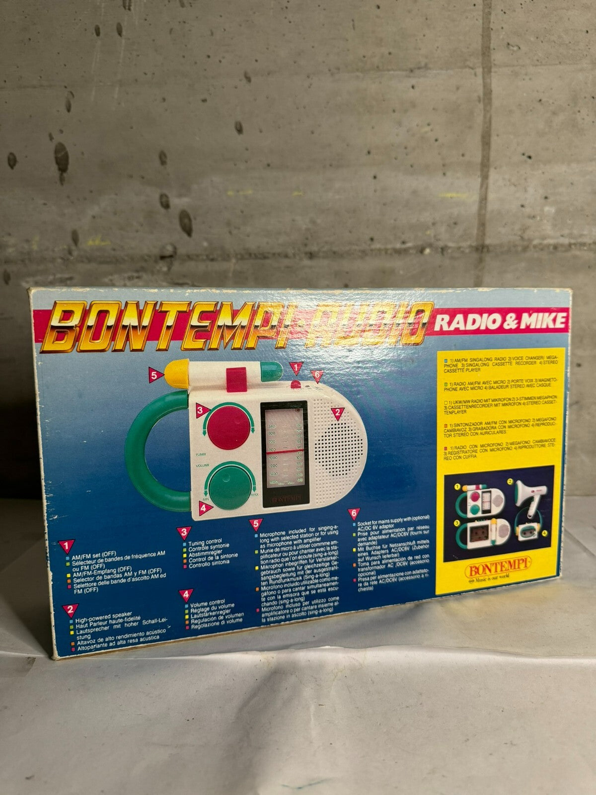 Vintage Bontempi SR 7250 Radio & Mike / Microphone ~ Boxed ~ 1980s
