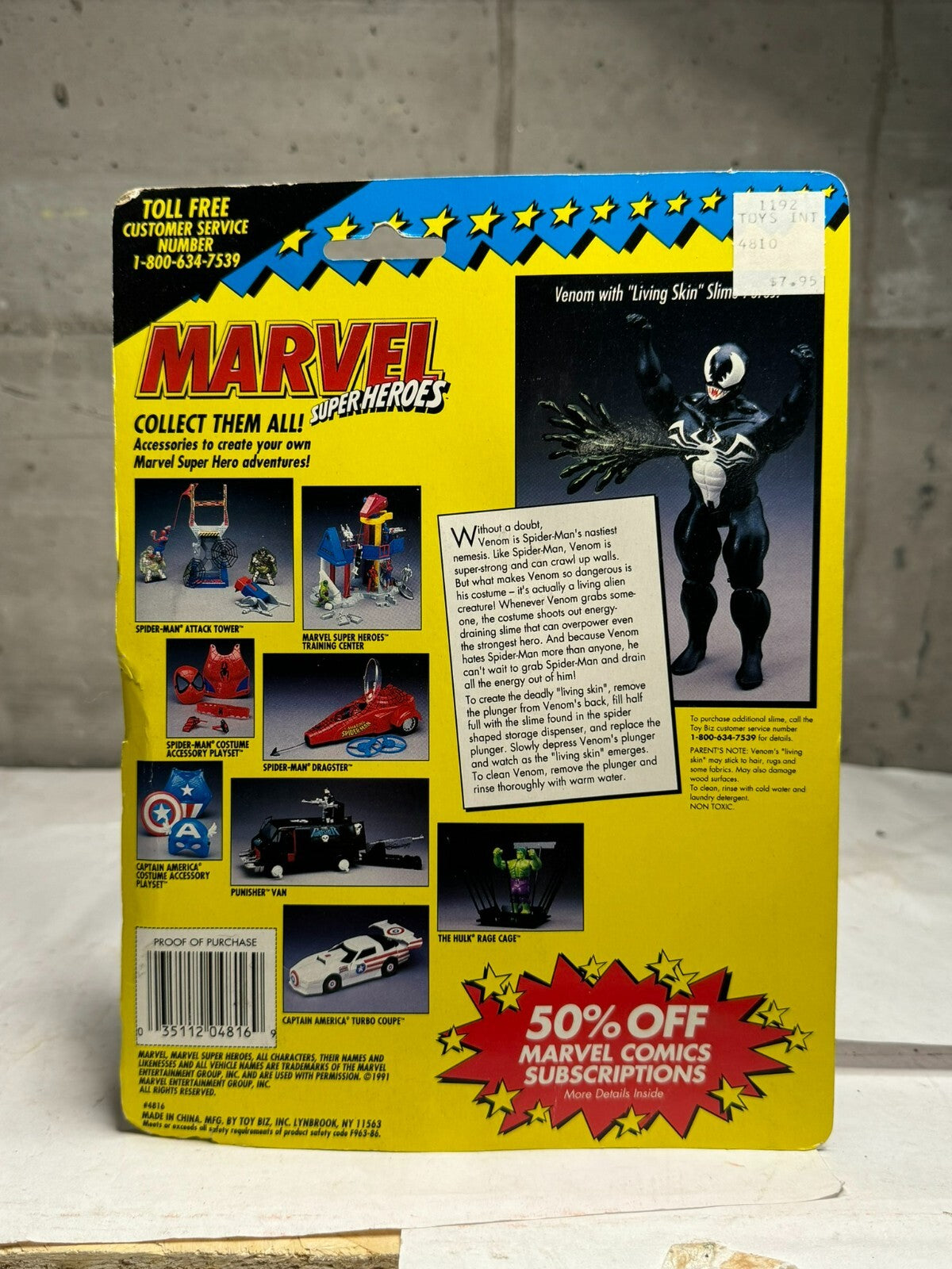 VENOM Marvel Super Heroes toy - Biz Vintage 1991 living skin slime pores
