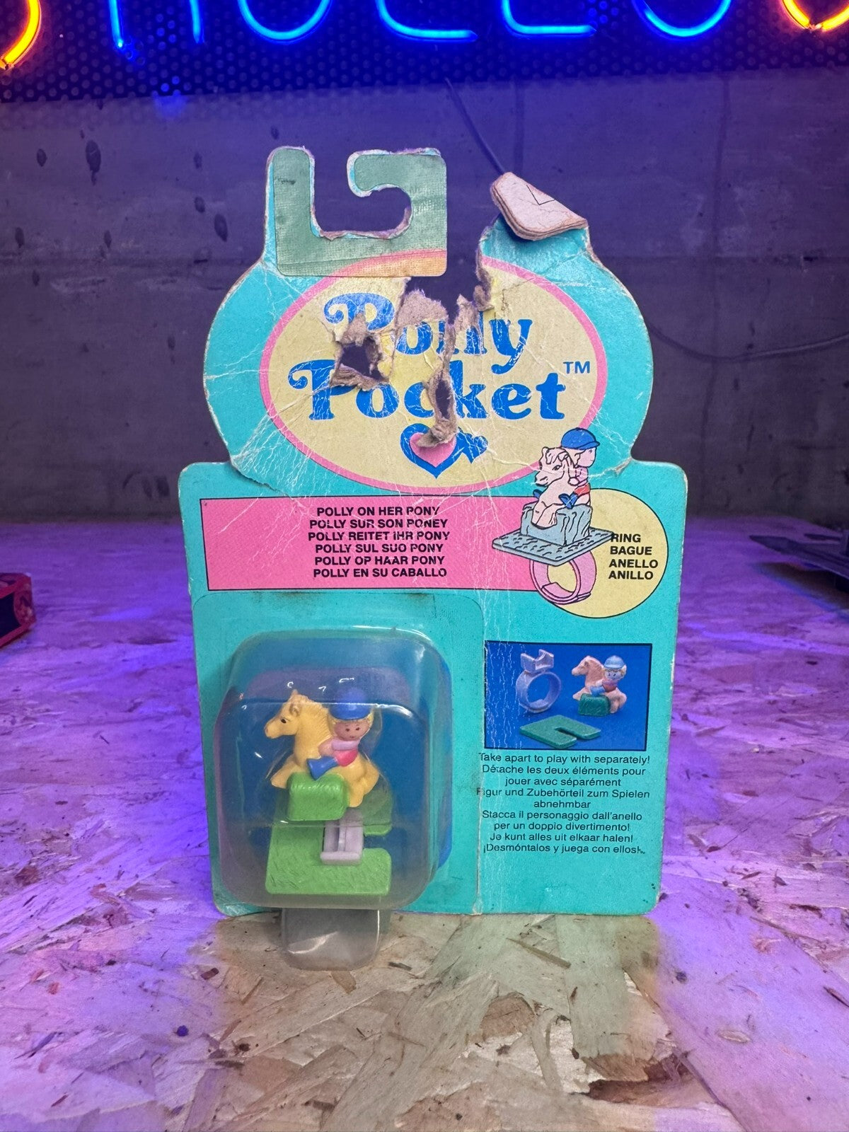 Mattel Polly Pocket ANELLO - POLLY SUL PONY MOC, 1990