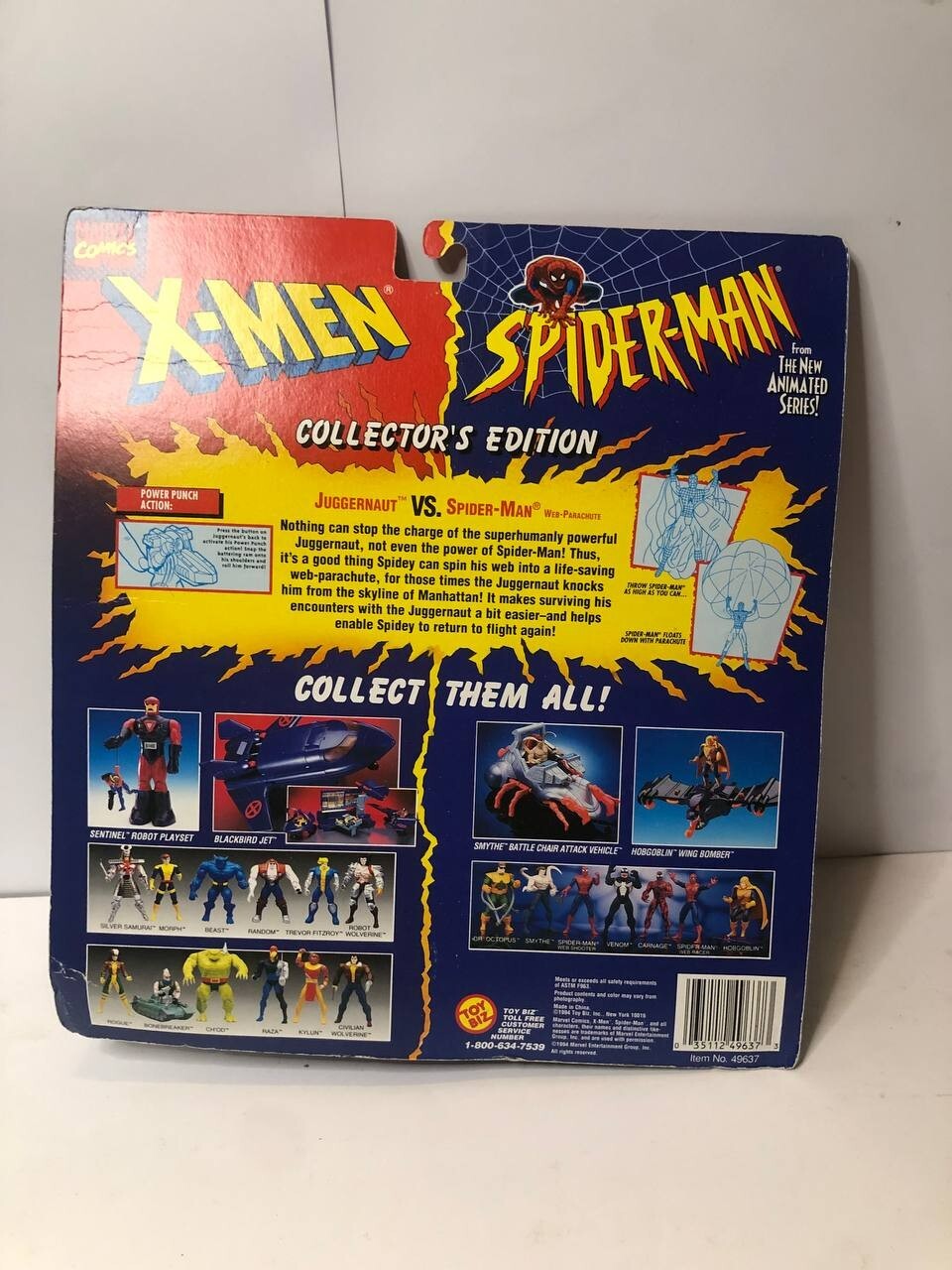 X-men vs spiderman juggernaut vs spiderman paracadute con spilla di spider-man