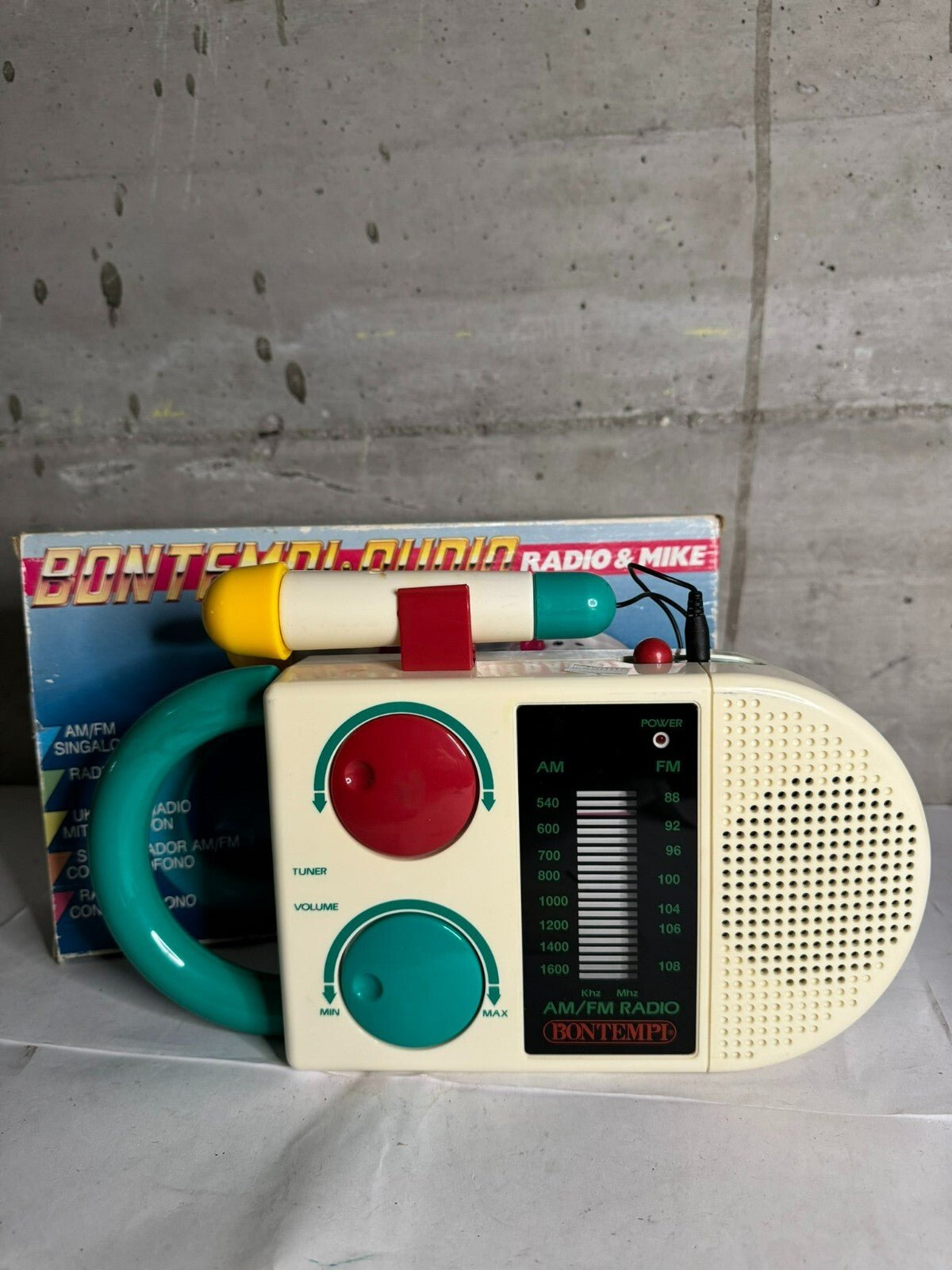 Vintage Bontempi SR 7250 Radio & Mike / Microphone ~ Boxed ~ 1980s