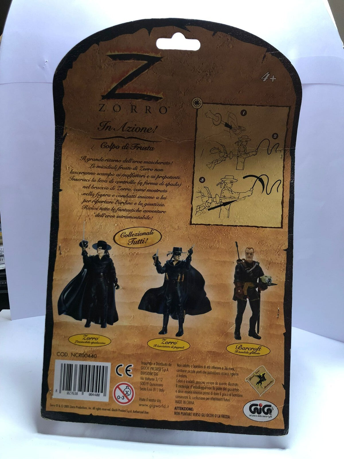 Gig ZORRO ASSALTO Eroe Mascherato Frusta TNT Playmates Action Figure