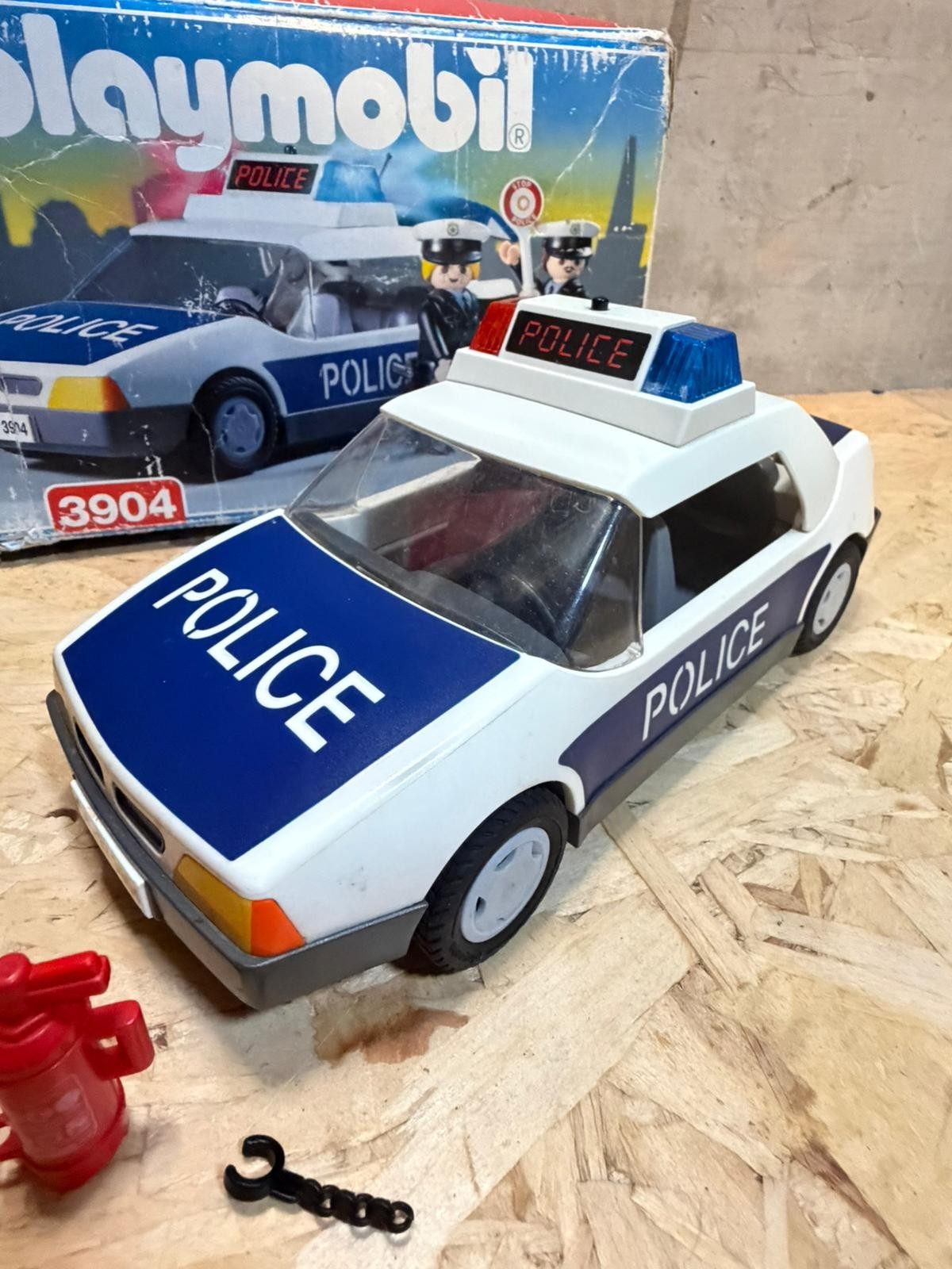 Playmobil 3904 Personaggi Auto Polizia con Barriera Estintore Blowhorn Vintage