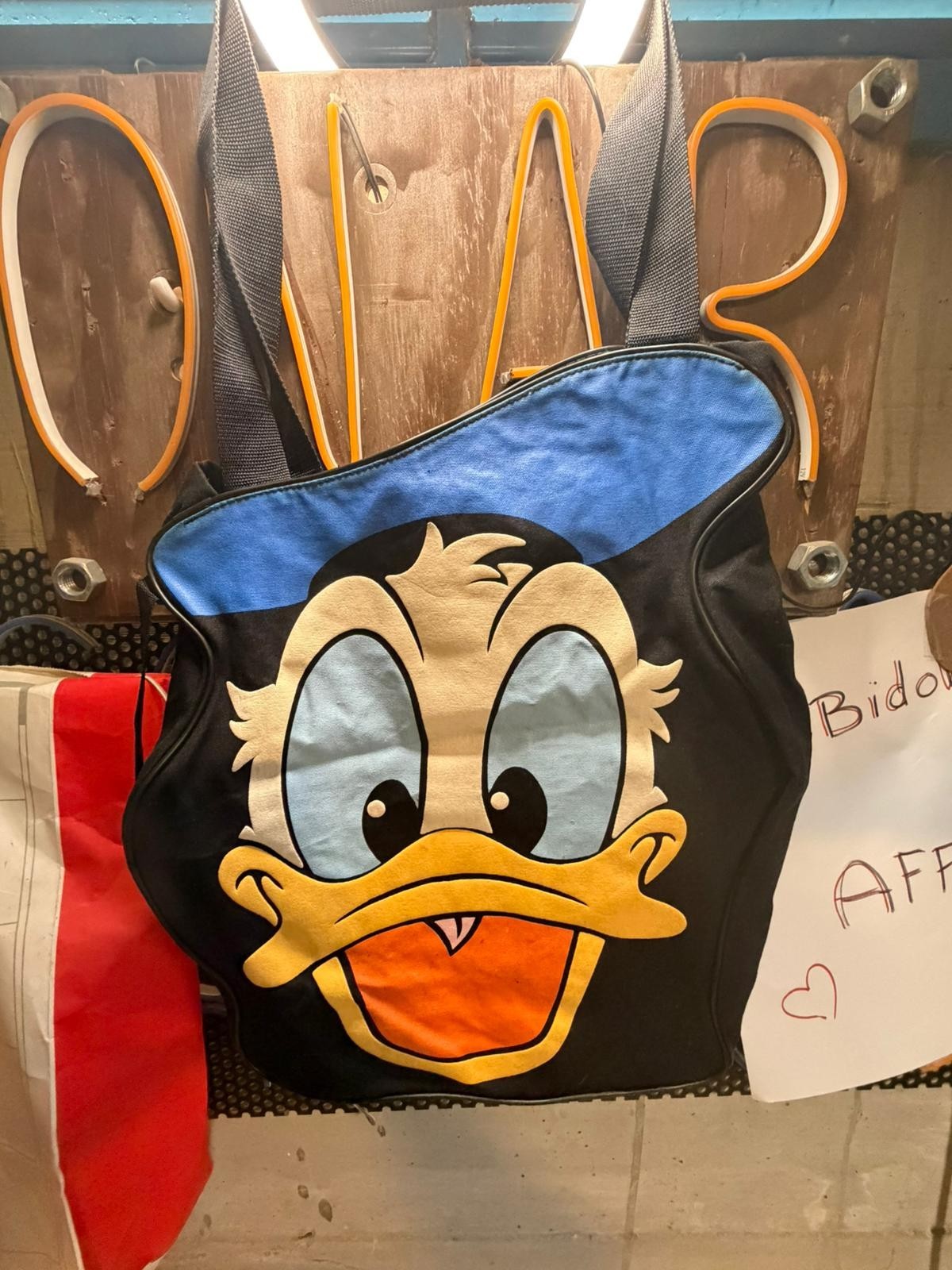 Vintage Disney Donald Duck Face Tote Bag Character Sack - Made in USA