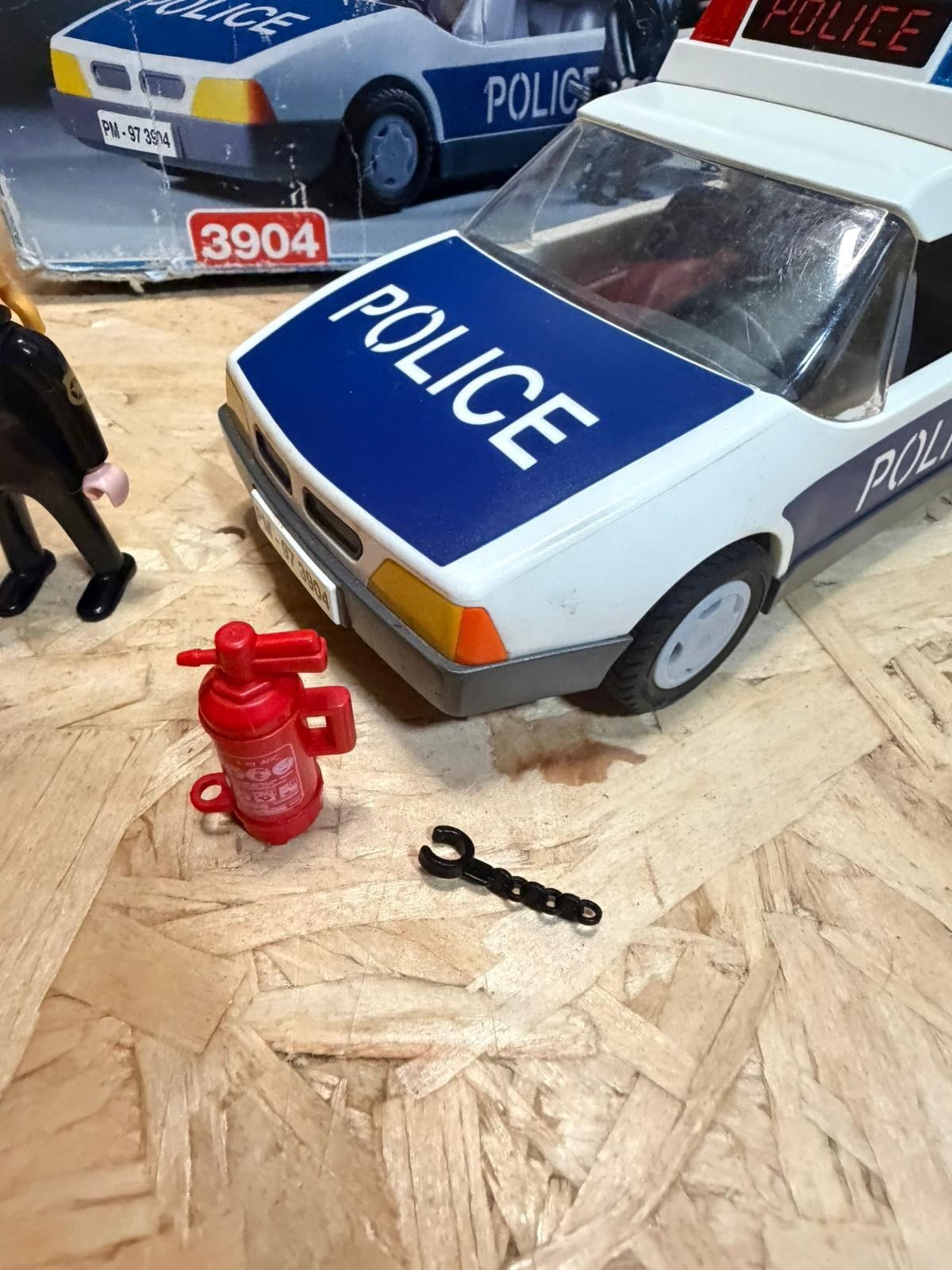 Playmobil 3904 Personaggi Auto Polizia con Barriera Estintore Blowhorn Vintage