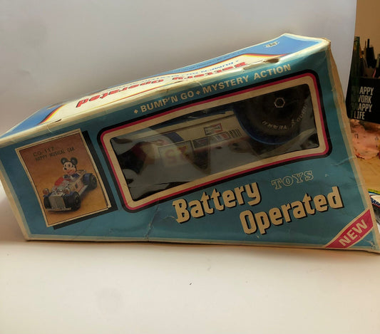 Vintage Bump N Go Mickey Mouse Musical Tin Car CG-117 Cien Ge Toys topolino