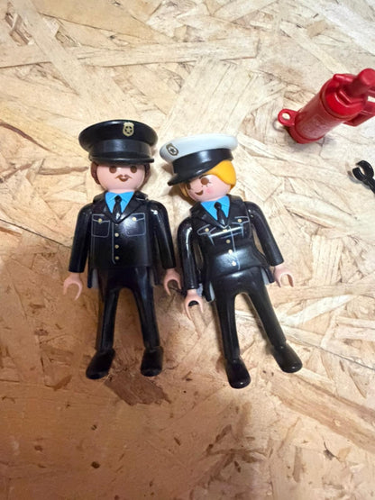 Playmobil 3904 Personaggi Auto Polizia con Barriera Estintore Blowhorn Vintage
