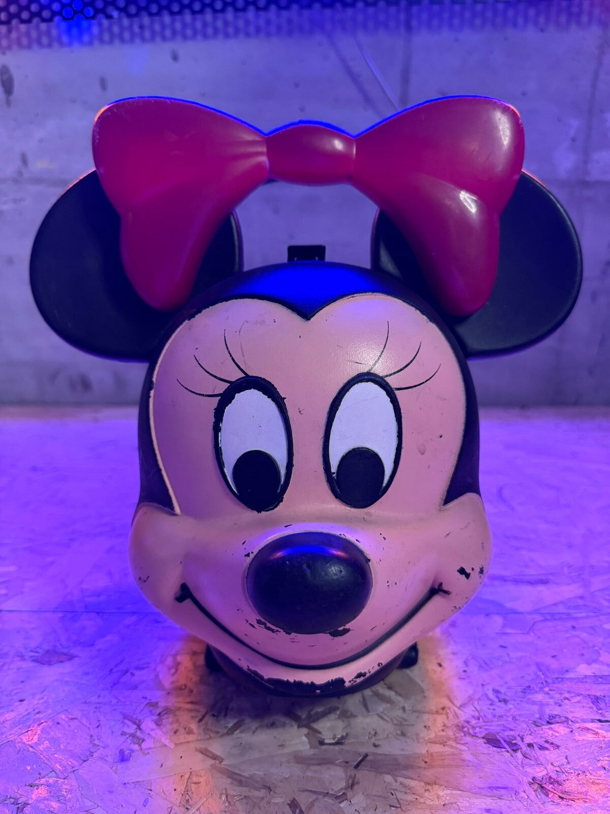 Lunch Box vintage Walt Disney testa di Minnie Mouse in plastica di Aladdin NO