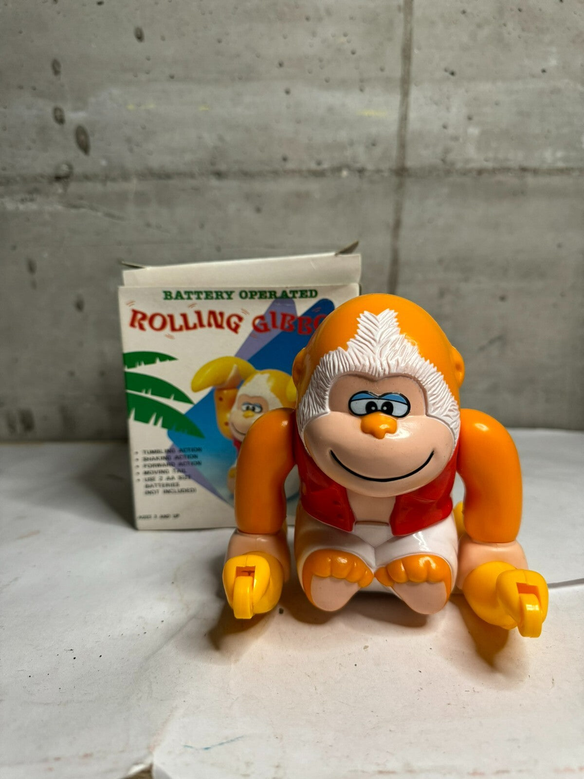 ROLLING GIBBON MONKEY WITH SPLIT SCIMMIETTA CON BANANE FUNZIONANTE VINTAGE TOY