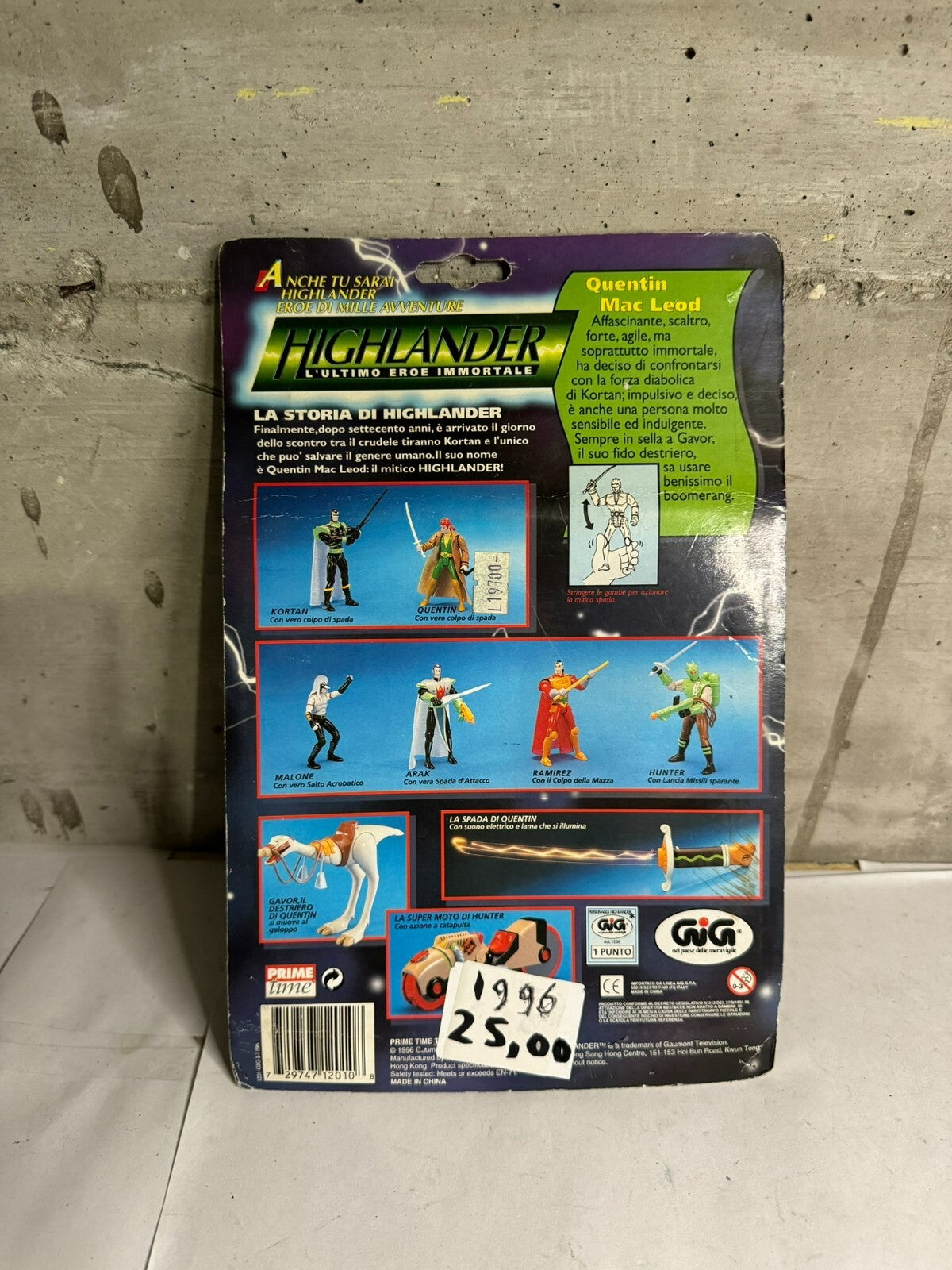 1996 THE HIGHLANDER PRIME TIME TOYS LTD QUENTIN LA SERIE ANIMATA  NUOVO RARO