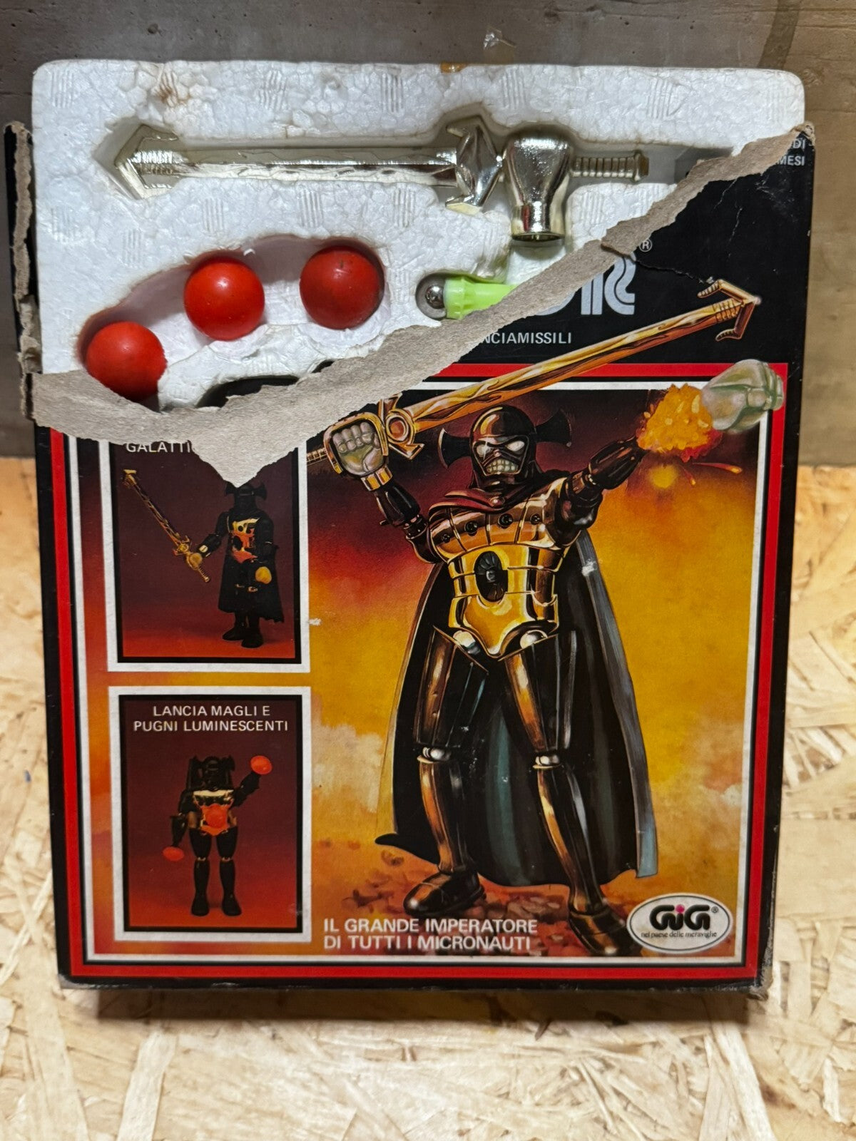Action figure Vintage Micronauti EMPEROR Mego scatola rotta