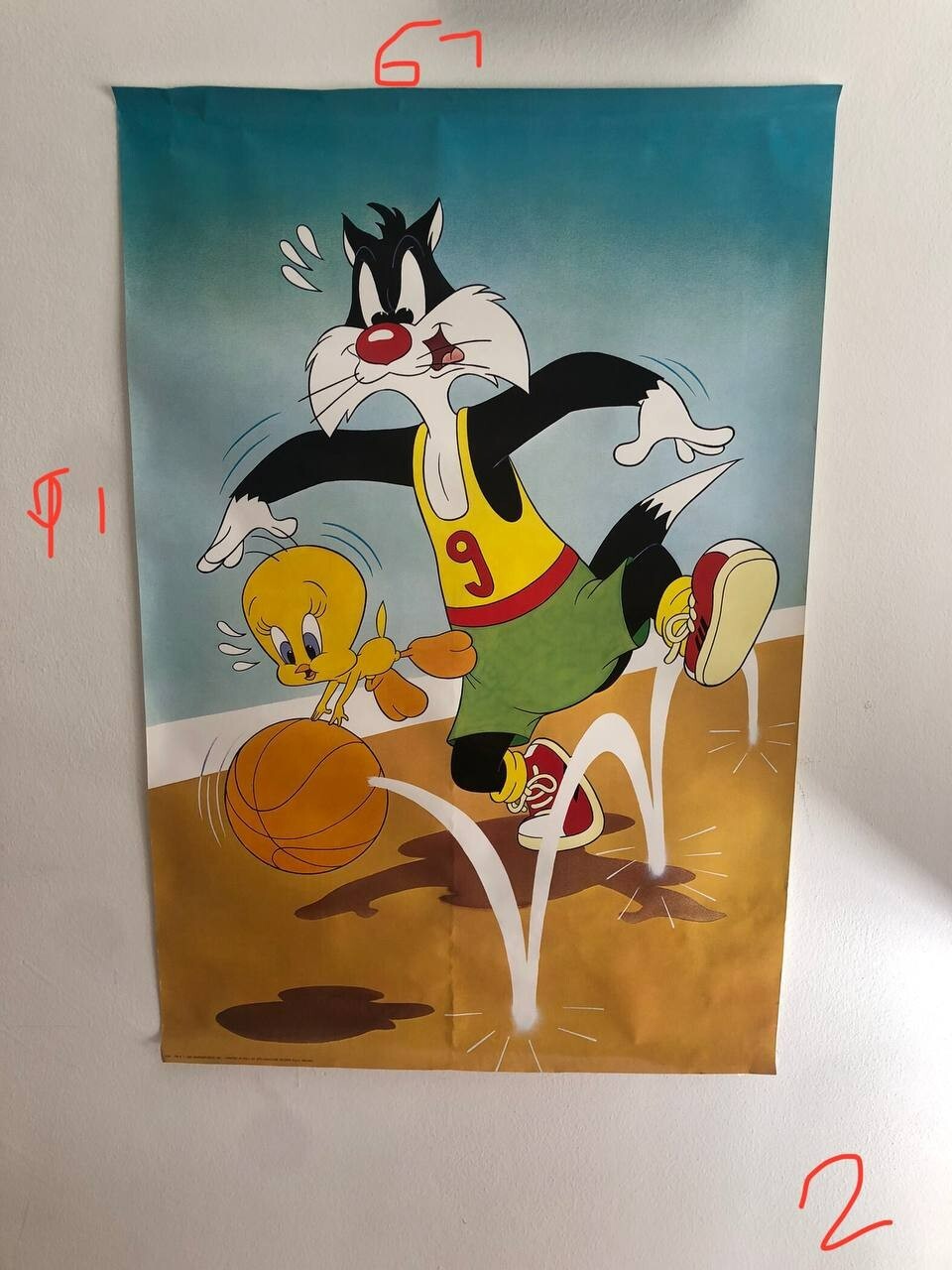 Poster Gatto Silvestro e Titti Warner Bros 1991 stampato in italia