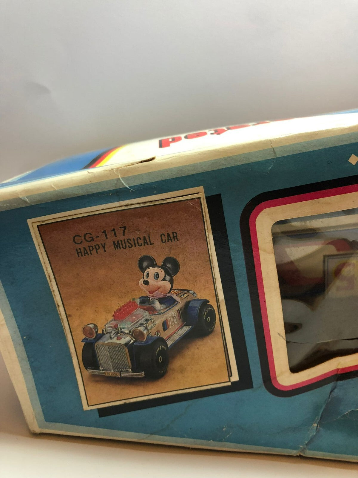 Vintage Bump N Go Mickey Mouse Musical Tin Car CG-117 Cien Ge Toys topolino