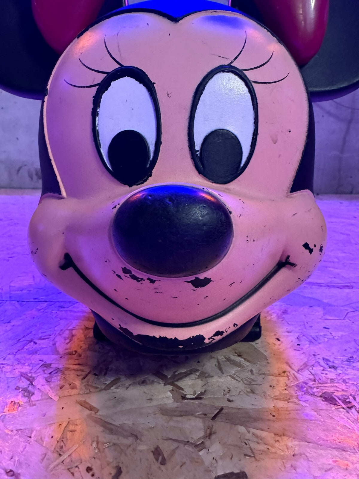 Lunch Box vintage Walt Disney testa di Minnie Mouse in plastica di Aladdin NO