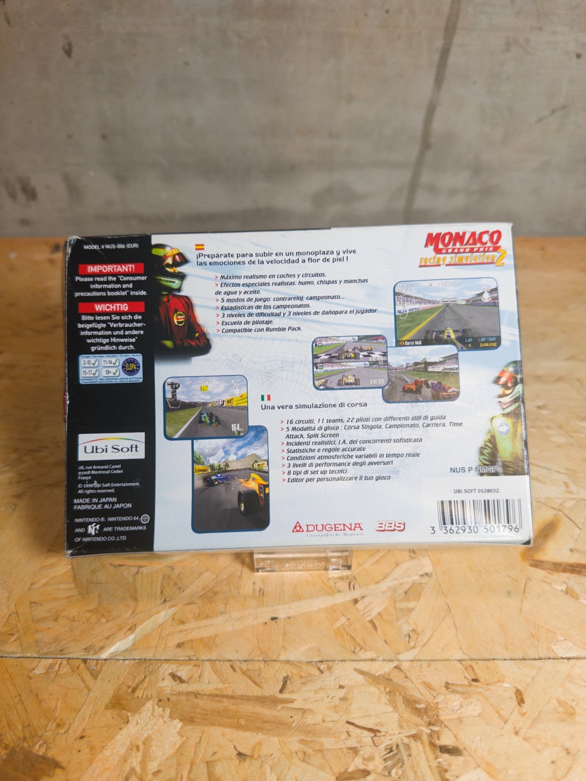 N64 Nintendo 64 Monaco Grand Prix Racing Simulation 2 con scatola originale e is