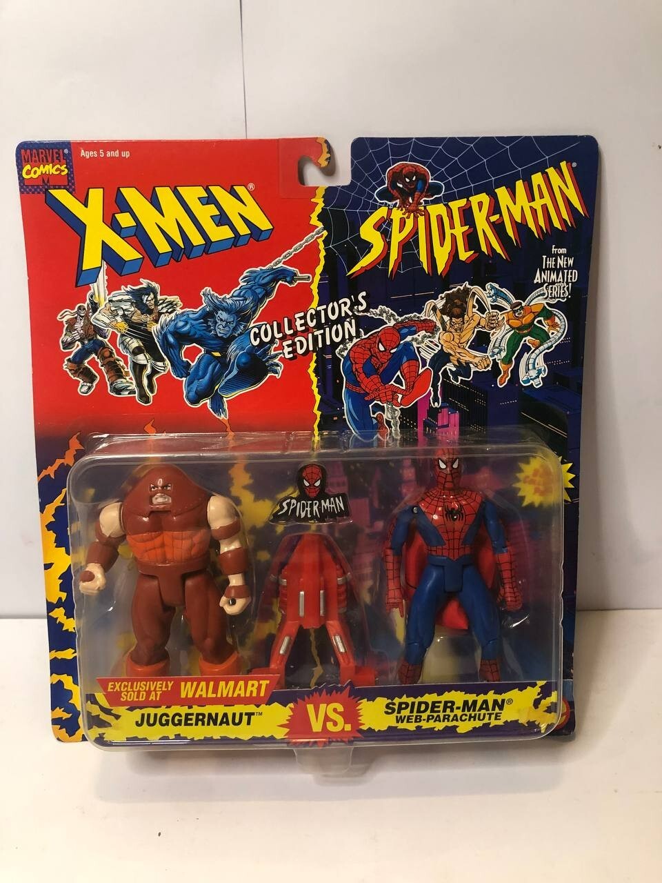 X-men vs spiderman juggernaut vs spiderman paracadute con spilla di spider-man
