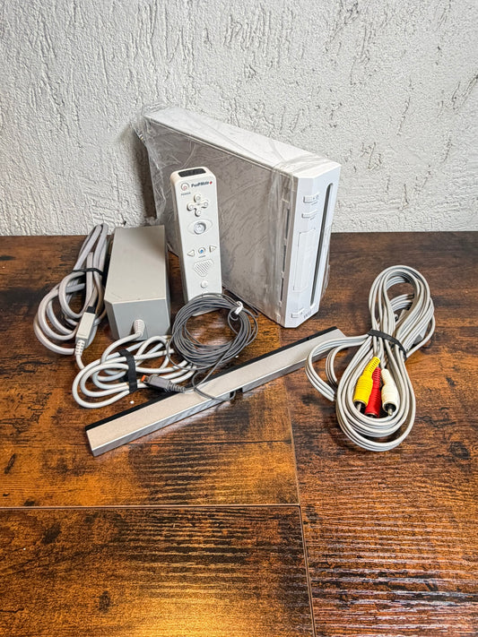 Nintendo Wii RVL‐001 EUR bianca con barra sensore, cavi e controller TESTATA