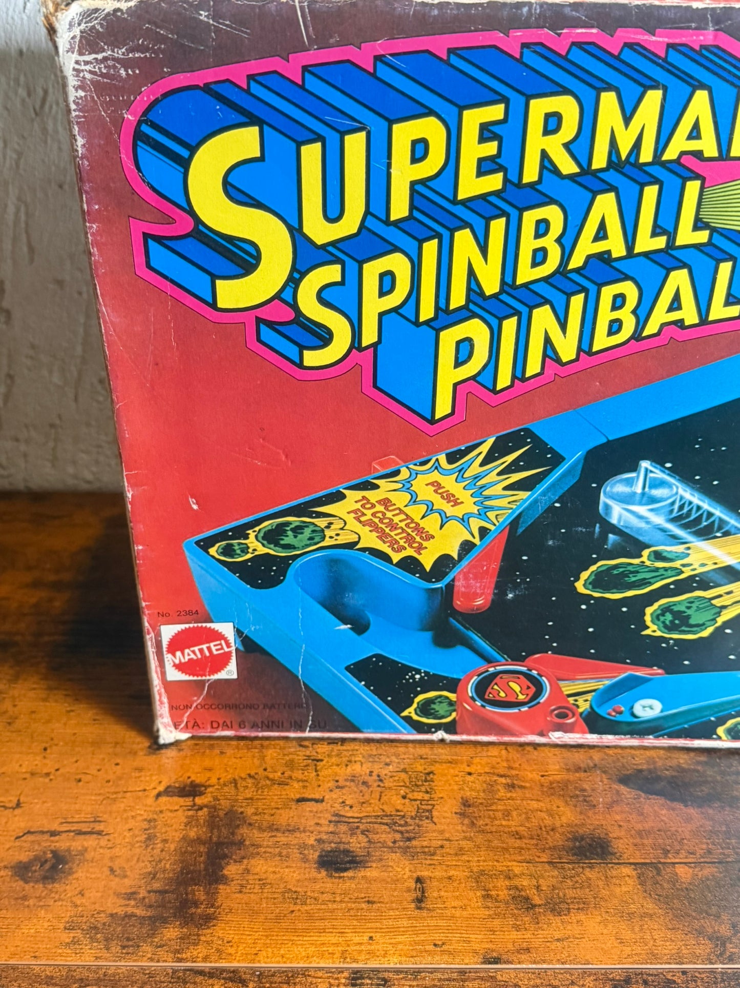 Pinball Mattel Superman Spinball 1978 con scatola (rotto)