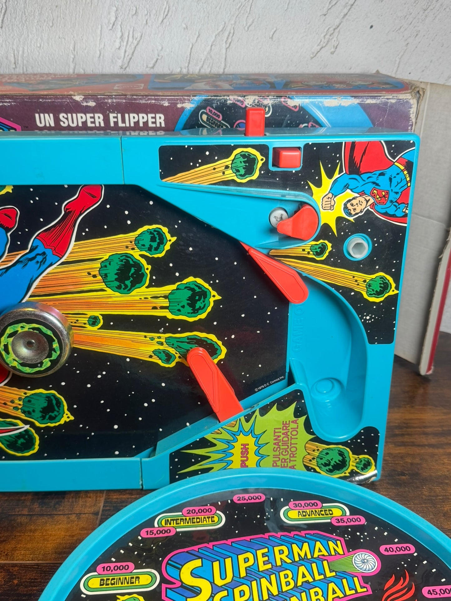 Pinball Mattel Superman Spinball 1978 con scatola (rotto)