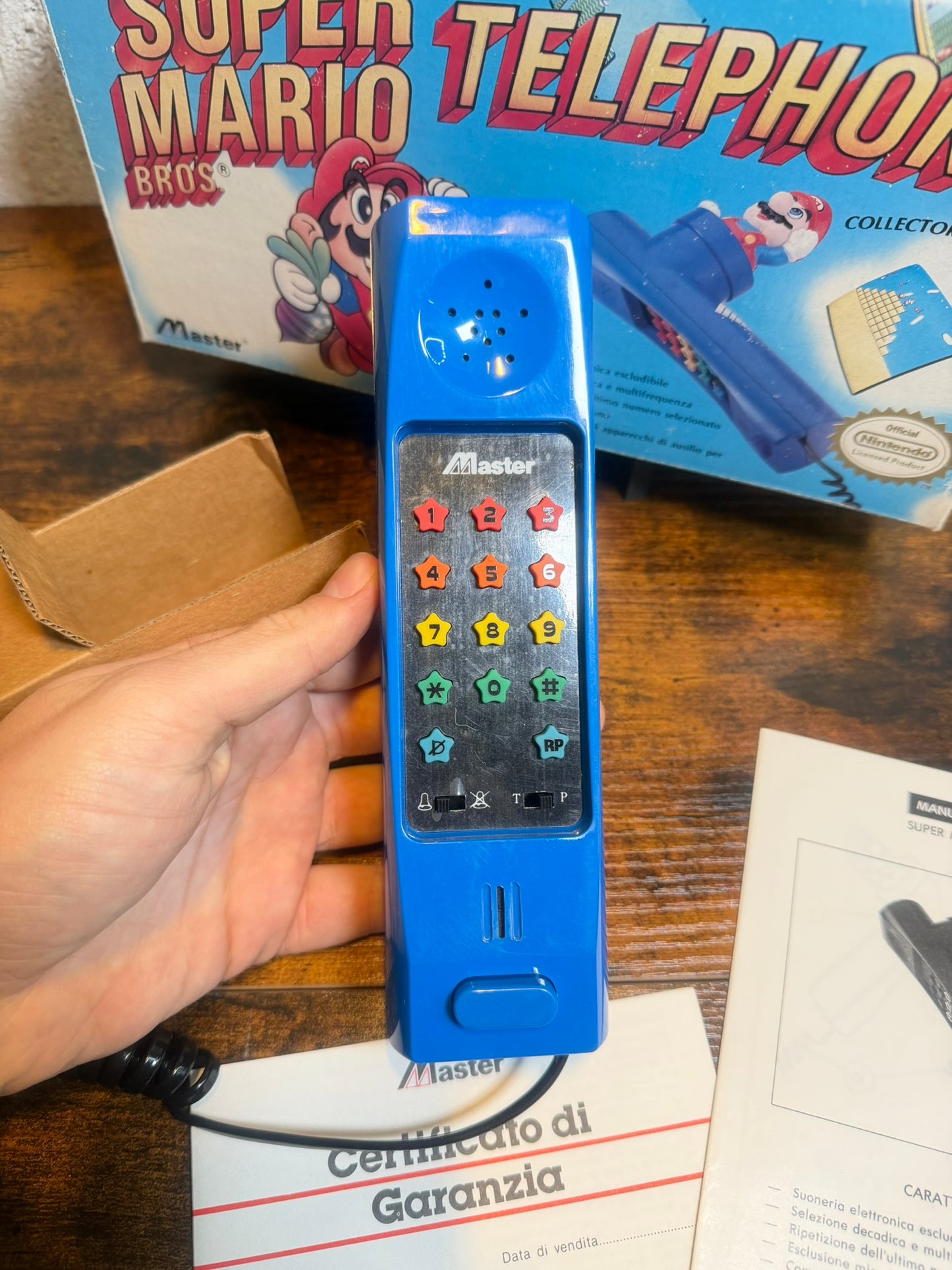 Nintendo Of America Super Mario Bros 1990 telefono blu Master vintage