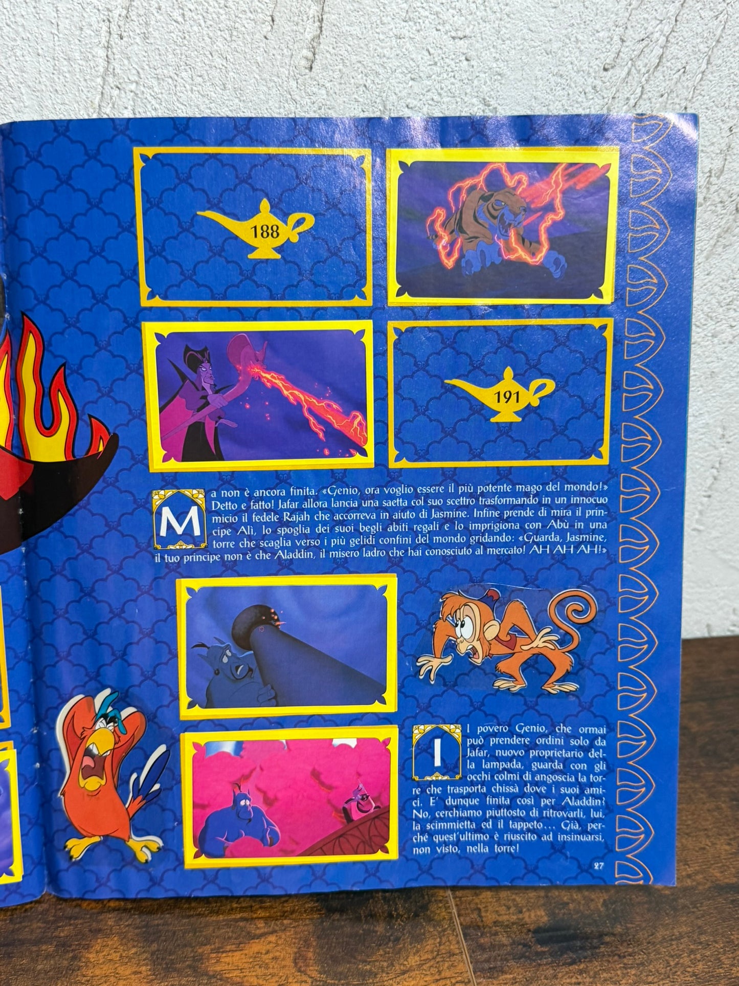 Album di figurine con figurine attaccate Disney's Aladdin, Panini incompleto