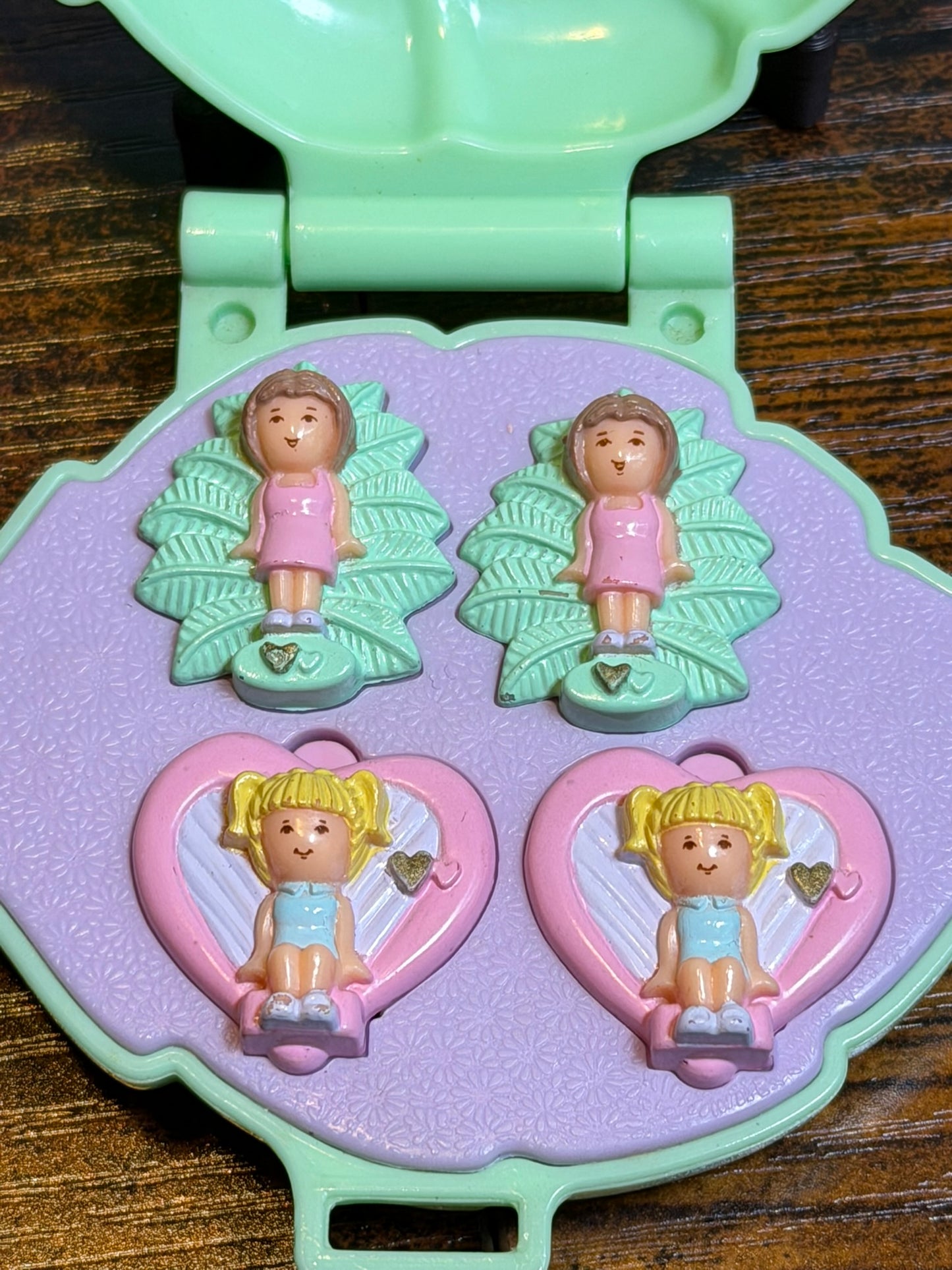 Polly Pocket Bluebird Orecchini COFANETTO Verde Earring case 1991 #911901