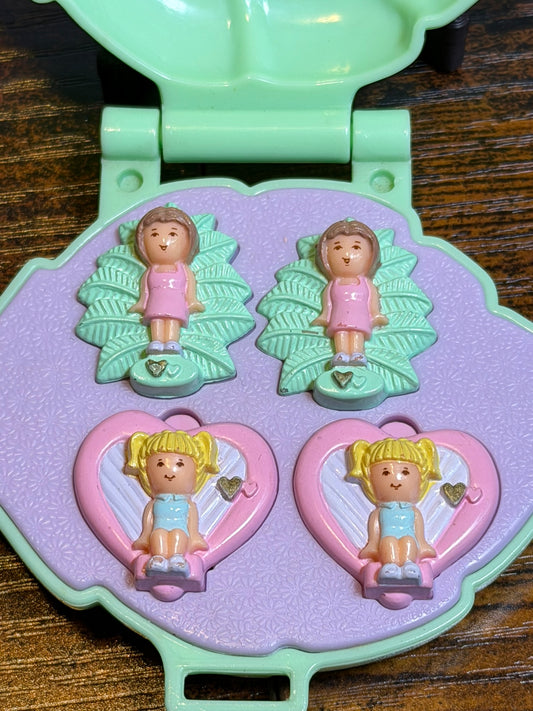 Polly Pocket Bluebird Orecchini COFANETTO Verde Earring case 1991 #911901