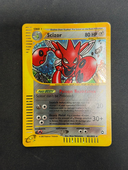 Pokemon 2003 Scizor Aquapolis H21/H32 Rare Holo poor English