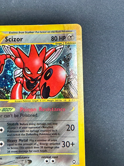 Pokemon 2003 Scizor Aquapolis H21/H32 Rare Holo poor English