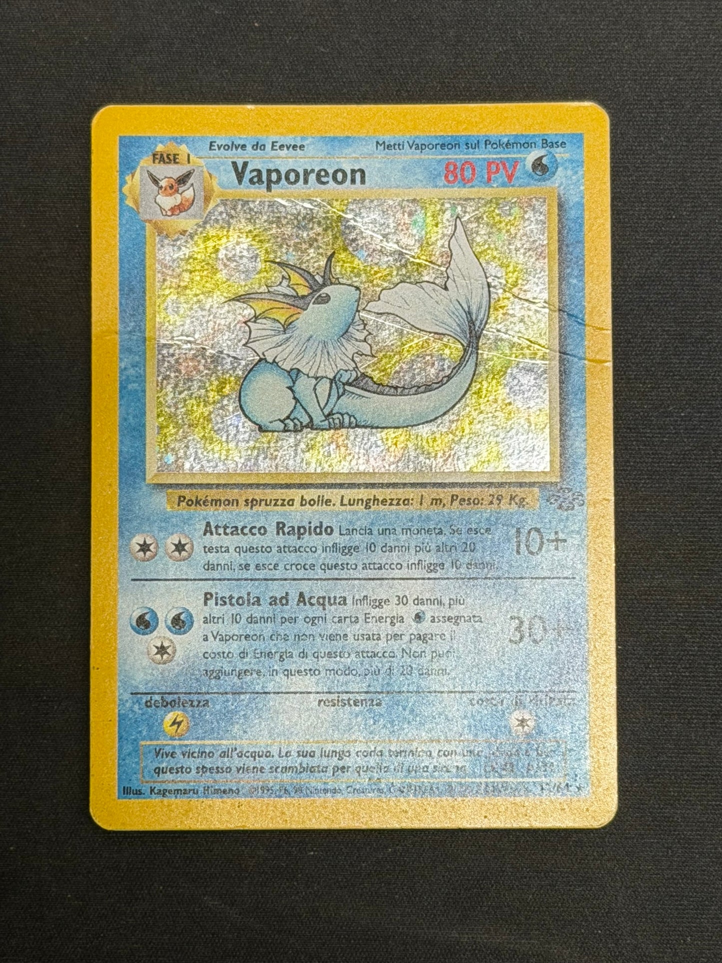 Pokemon Vaporeon 12/64 Rara Holo Jungle Ita poor