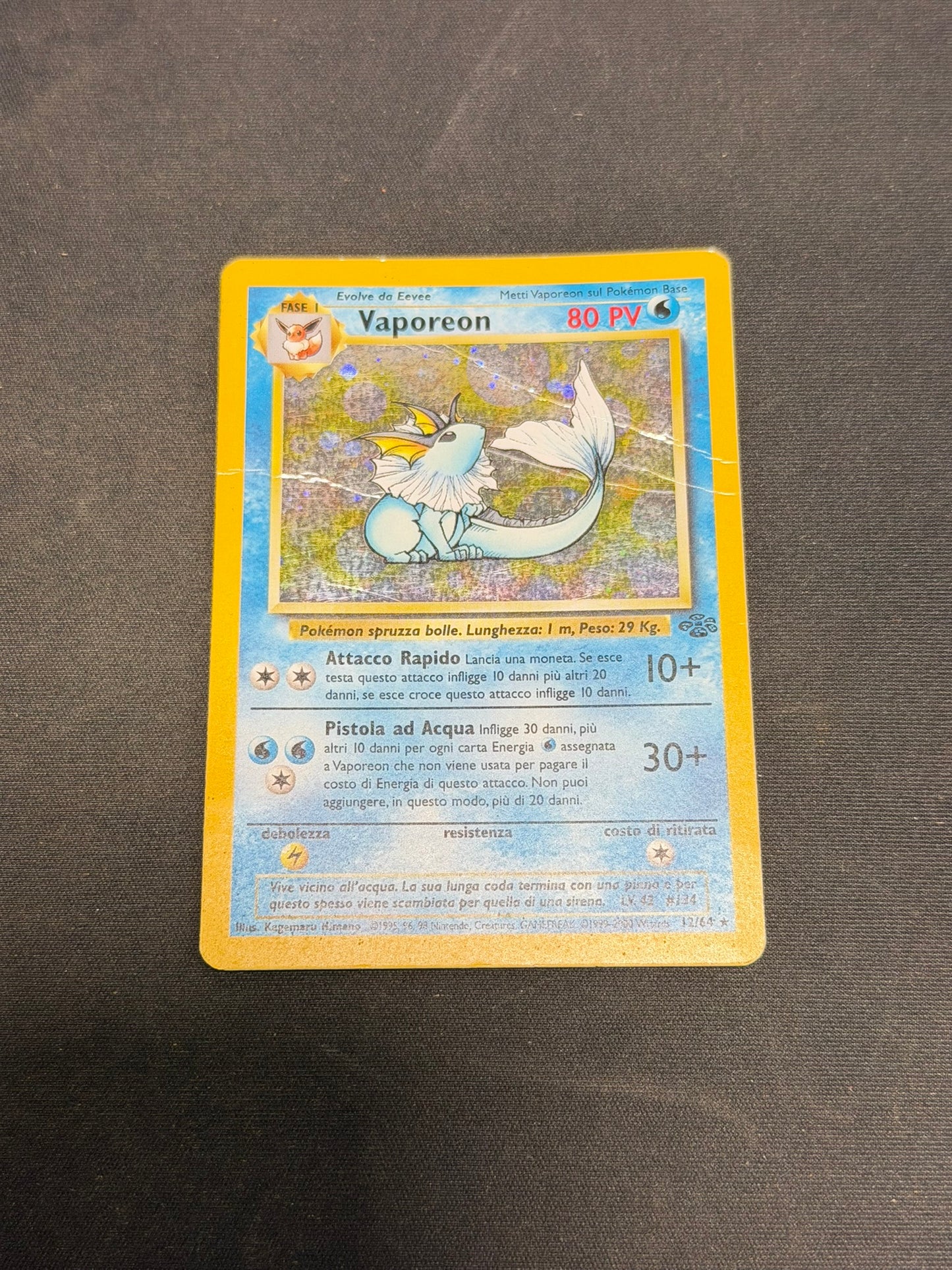 Pokemon Vaporeon 12/64 Rara Holo Jungle Ita poor