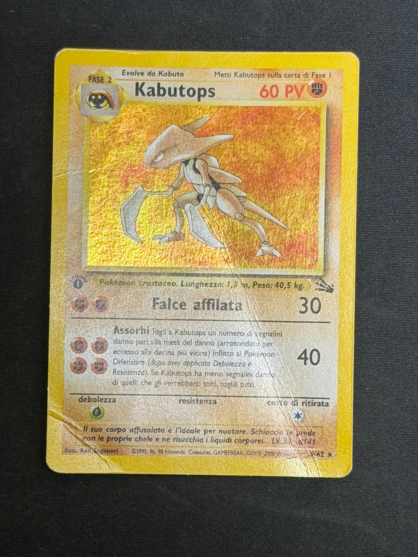 Pokemon Kabutops Holo 9/62 1 Ed - Fossil Prima Edizione - Ita Poor