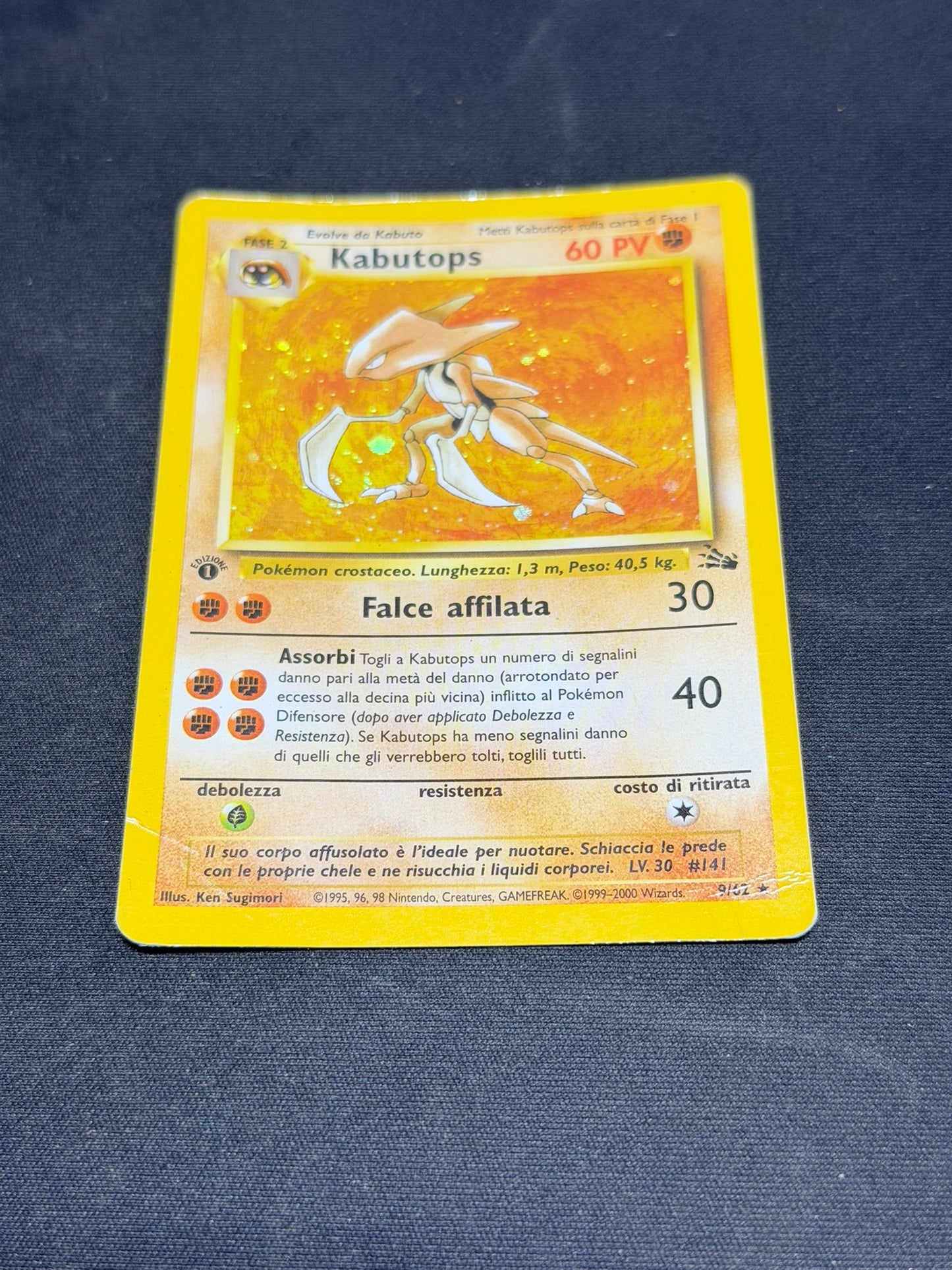Pokemon Kabutops Holo 9/62 1 Ed - Fossil Prima Edizione - Ita Poor