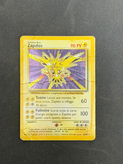 Zapdos 16/102 Carte Pokemon Holo Prima Edizione Ita poor