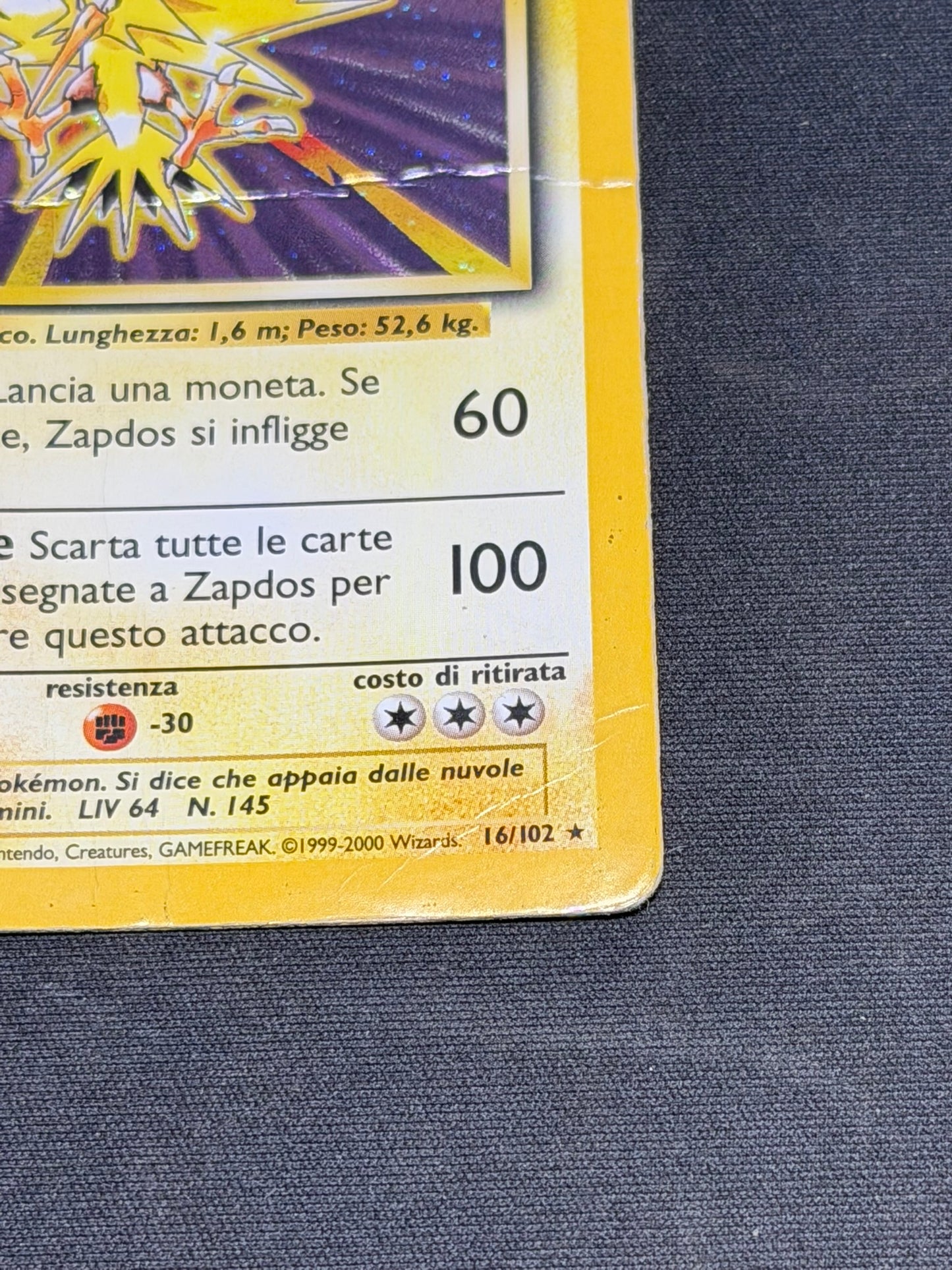 Zapdos 16/102 Carte Pokemon Holo Prima Edizione Ita poor