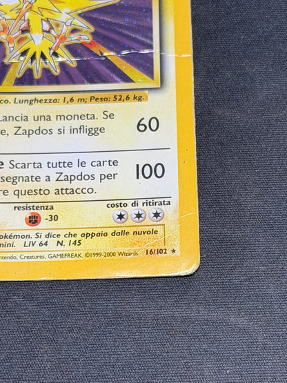 Zapdos 16/102 Carte Pokemon Holo Prima Edizione Ita poor