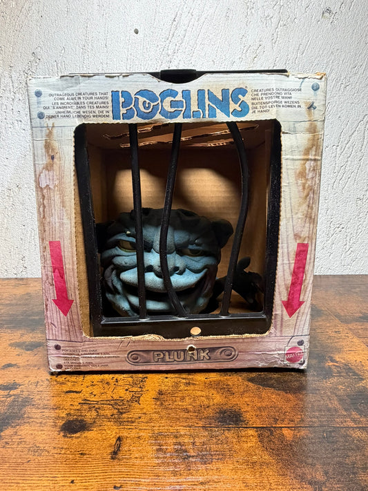 Boglins PLUNK pupazzo di gomma in scatola Mattel 1987 in scatola con segni