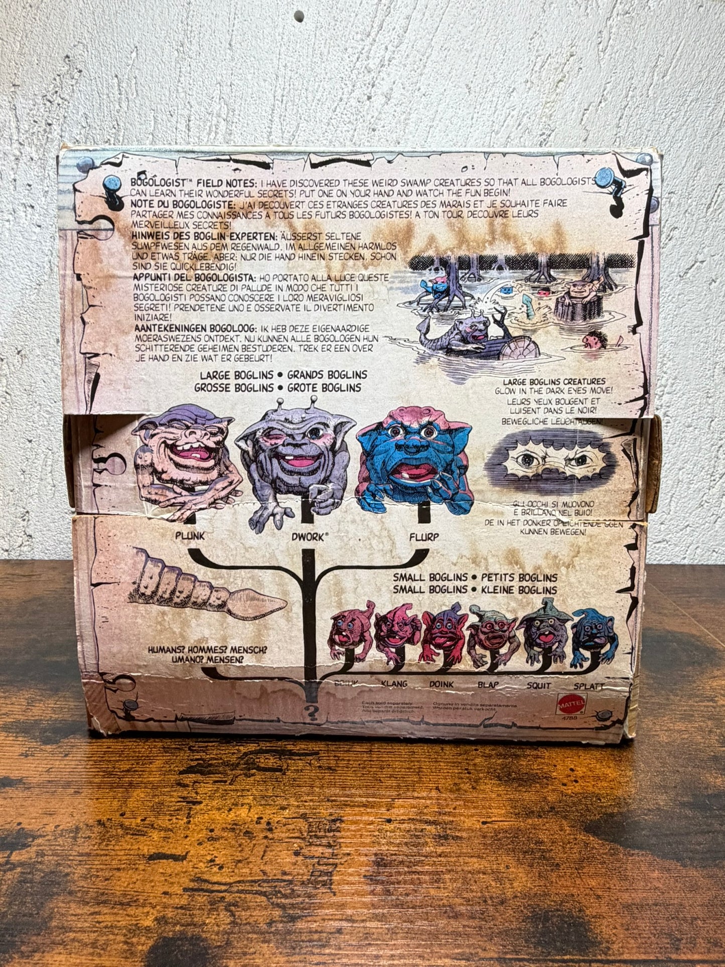 Boglins PLUNK pupazzo di gomma in scatola Mattel 1987 in scatola con segni