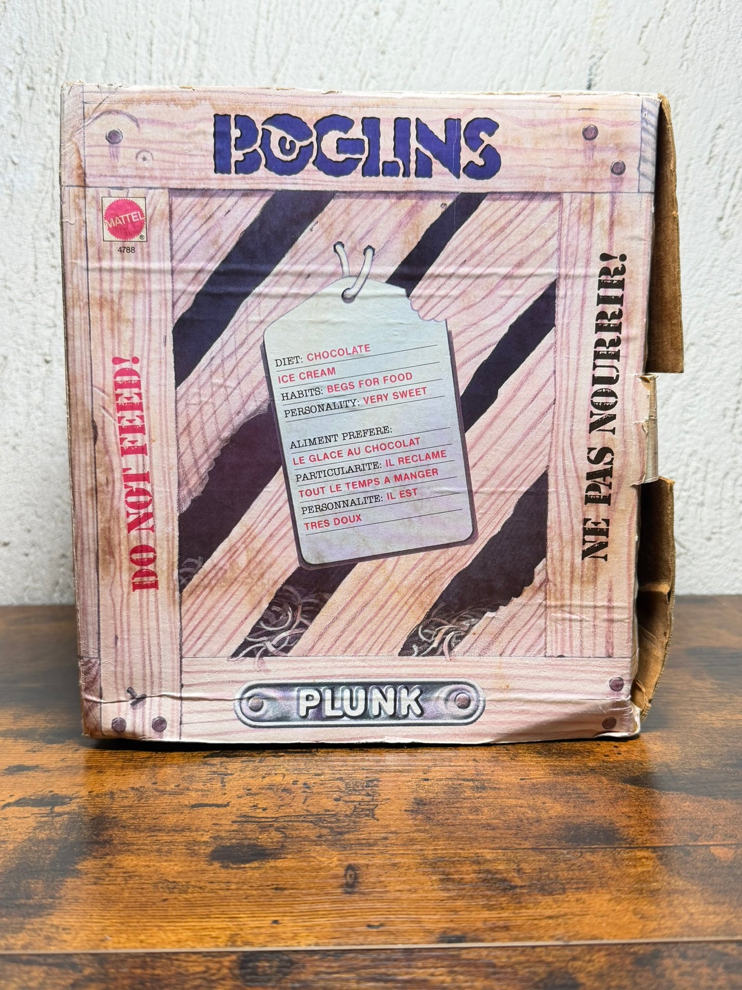 Boglins PLUNK pupazzo di gomma in scatola Mattel 1987 in scatola con segni