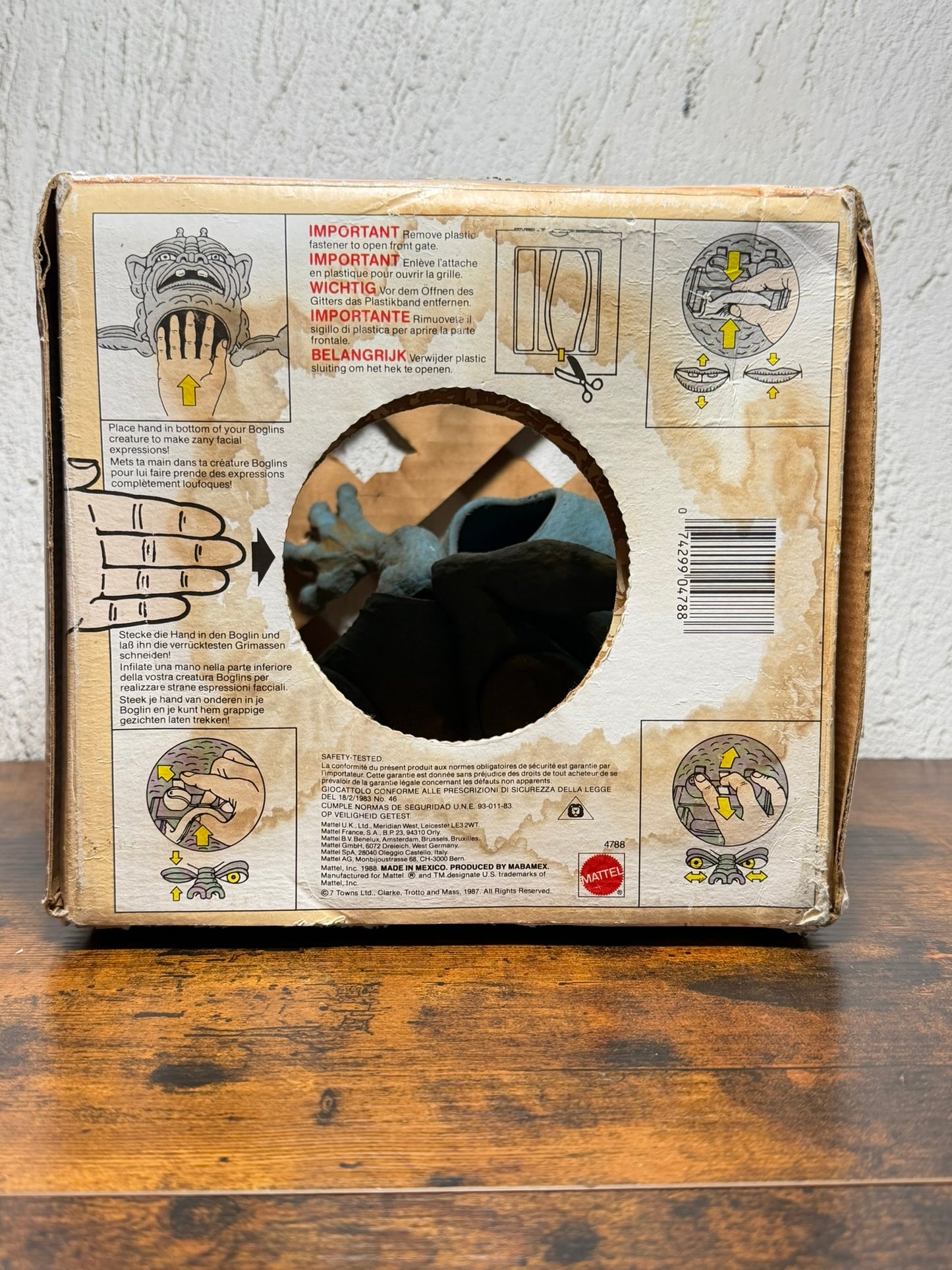 Boglins PLUNK pupazzo di gomma in scatola Mattel 1987 in scatola con segni