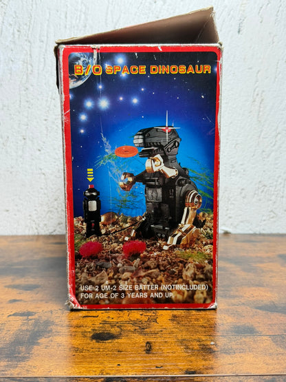 Dinosauro spaziale B/O anni 80 a batteria 7" JP-887 in scatola non funzionante