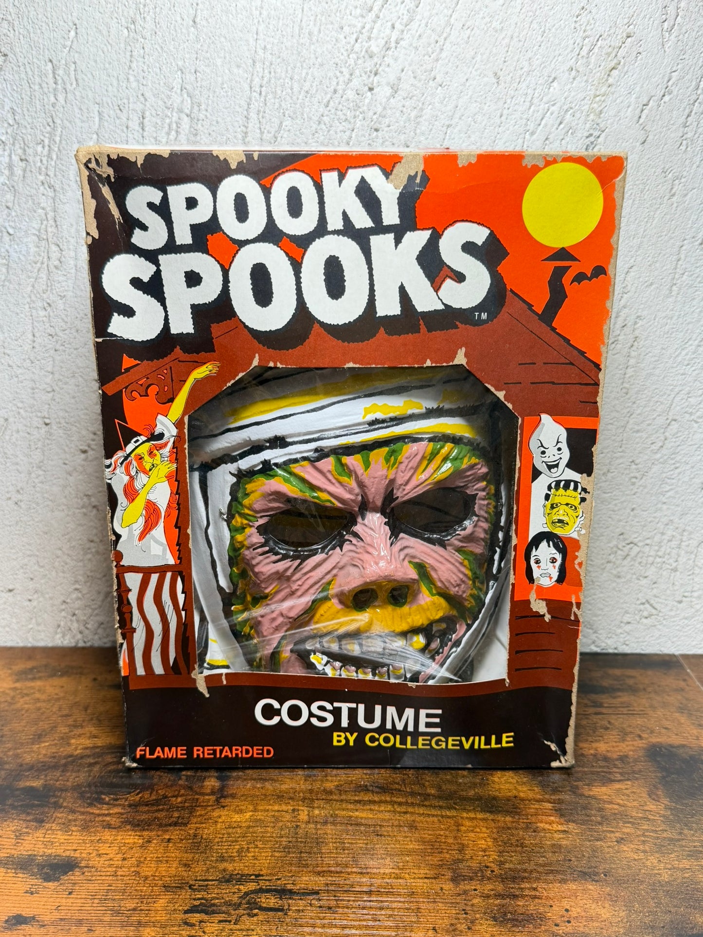 RARO 1979 Collegeville Spooky Spooks "Mummy" #1299 Scatola Maschera Costume