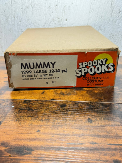 RARO 1979 Collegeville Spooky Spooks "Mummy" #1299 Scatola Maschera Costume